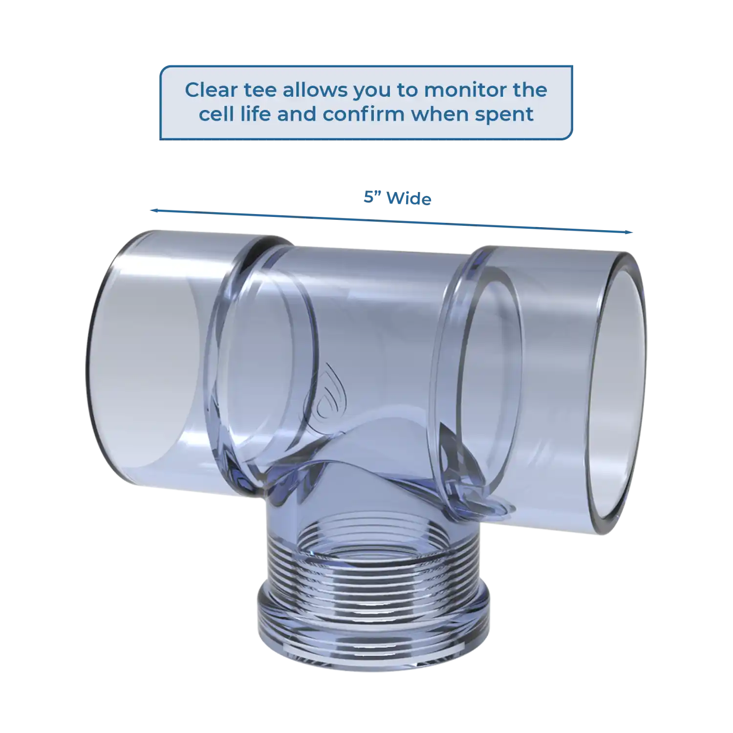 Clear tee with dimensions
