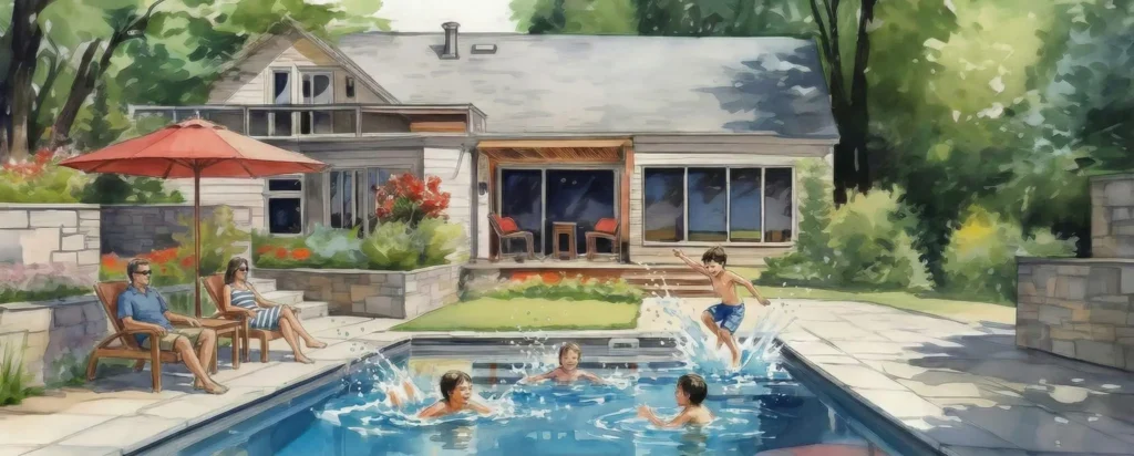 Backyard Pool Watercolor